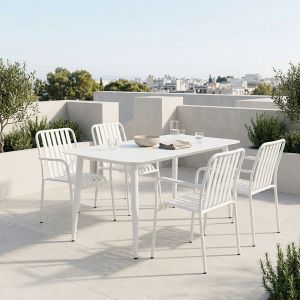 Heven Vista table and chairs set, set of 5 pieces, black aluminum, 150x80x72cm