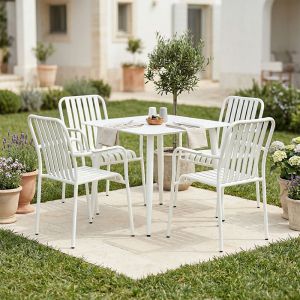 Heven Vista table and chairs set, set of 5 pieces, black aluminum, 80x80x72cm