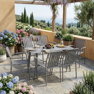 Heven Vista table and chairs set 7 pieces anthracite aluminum 120x70x72cm
