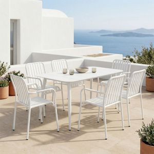 Heven Vista table and chairs set, 7-piece set, black aluminum, 120x70x72cm