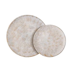Set of 2 metal trays FL0220 antique silver color 40X40X2CM and 30X30X2CM