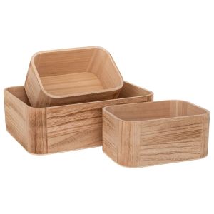 Set of 3 natural wooden crates 36X26X12 24X17X11 cm