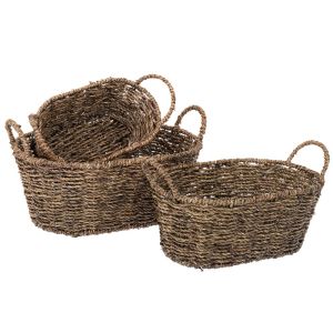 Set of 3 baskets with handles 35X25X14 30X20X12 25X15X10CM