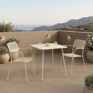 Set of 3 federal pieces Moraja, cream metal, 70x70x73cm