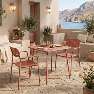 Moraja Deraby 3-piece set, terracotta, metal, 70x70x73cm