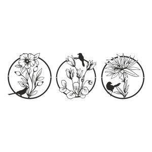 Set of 3 wall lights Renka, black metal, D30x0.15 cm