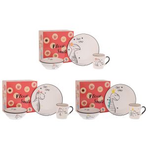 3-piece ceramic dinnerware set with dinosaurs