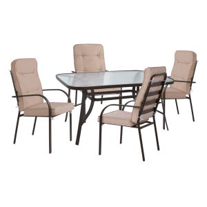 Комплект трапезна маса от 5 части HM10562.01 с маса 150X90X72 см. от метал, кафяв