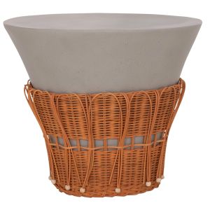 ROUND COFFEE TABLE PERRAL HM18164.03L FIBER CEMENT IN GREEN-GRAY - NATURAL RATTAN - D55X45HCM.