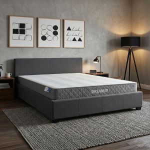 Легло с матрак и място за съхранение Norse-Dreamer плат антрацит 160x200см