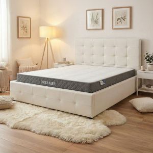 Легло с матрак и място за съхранение Roi-Dreamer pu бяло 160x200см