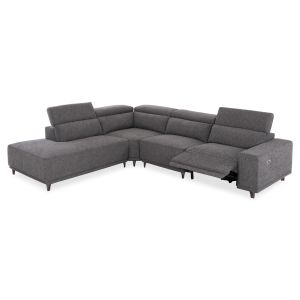 Left corner 5-seater sofa with adjustable headboard Lunaris SM3316.01L gray fabric 307X267X94V