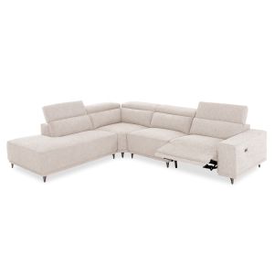 Left corner 5-seater sofa with adjustable backrest Lunaris SM3316.02L ecru fabric 307X267X94V