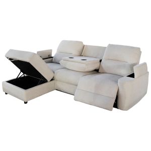 LEFT CORNER SOFA SYNTHIA HM3308.01L WITH STORAGE - BEIGE FABRIC 246X159X97CM.