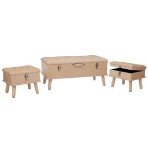 Small storage stool Capitone with silver details 40x32x32cm