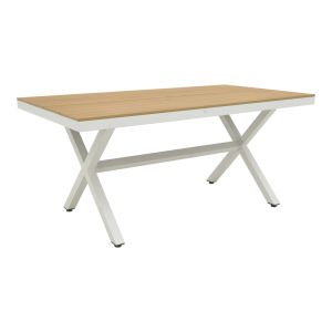 Thorio table made of plywood in natural aluminum in a white shade 160x90x75cm