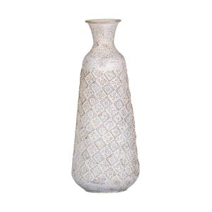Metal decorative floor vase FL0516 antique silver color 21X21X49CM
