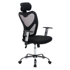 Office chair Cuore HM1207.01 black mesh fabric - black frame - chrome base 63X61X125ВСМ.