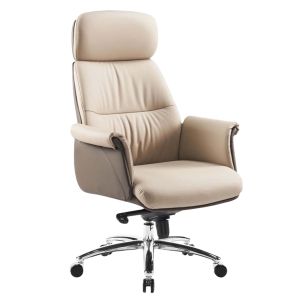 Office chair Tomlin HM18358.02 beige-brown artificial leather - chrome base 72X74X128ВСМ.