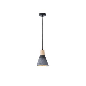 Chandelier rubber wood-concrete single lamp 1XΕ27 Max 15W Ø160X1720MM black Arte Illumina Gesso