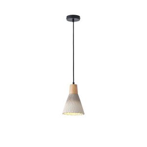 Rubber chandelier, wood-concrete, single lamp, 1XΕ27 Max 15W Ø160X1720 mm, khaki, Arte Illumina Gesso