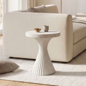 Side table Nomelo Stone white matt MGO D38x46.5cm