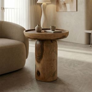 Tobola side table made of suar wood in natural color D50x55cm