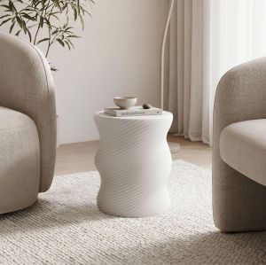 Side table Torsie Rinda ecru matte MGO D33x40cm