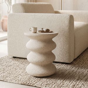 Side table Venezia Stone Belloni ecru matte MGO D40x46cm
