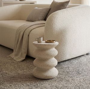 Side table Venezia Stone Fenfeno ecru matte MGO D33x40cm