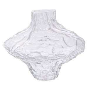 Transparent vase made of embossed glass, white matt, D19X16 cm