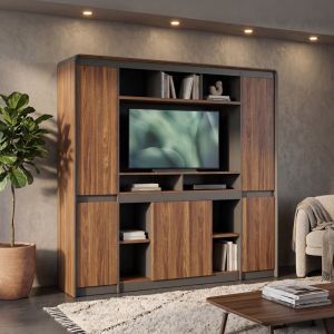 Professional bookcase Oscar, walnut-anthracite, 200x40x200 cm
