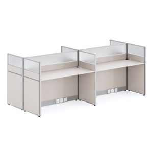 Работна станция с 4 кабини Newline HM18288 меламин в кремавобяло 249X123X110 см.