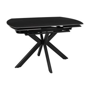 Extendable dining table Armonia with black ceramic surface and metal legs 120-180X90X75CM