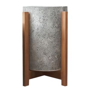 Саксия Hoff HM4682.03S от фиброцимент в сиво - основа от тиково дърво Φ33X42HCM