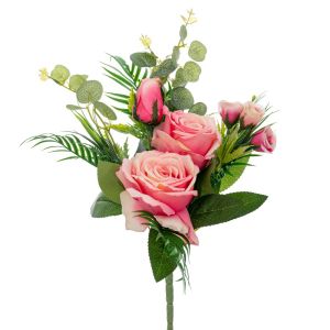 Medium pink decorative bouquet of roses with UV protection