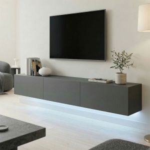 Wall-mounted TV cabinet with LED Rival anthracite 180x35x30cm