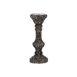Стъклен свещник Mosaic сив цвят 11X30СМ