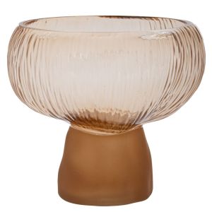 Glass vase, copper color, with matte brown base, 20X19 cm