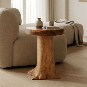 Feranto stool made of teak wood in natural color D35x45cm