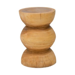 Pilar stool made of suar wood in natural color, dimensions 30x45 cm
