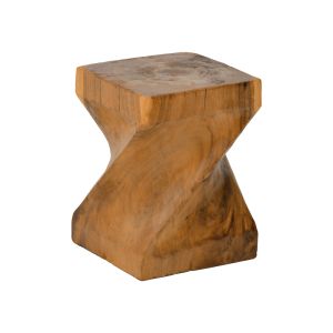 Twister stool made of suar wood in natural color 30x30x45cm