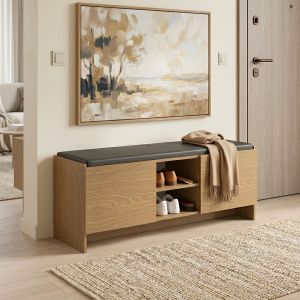 Hallway stool - shoe rack Zulla 10 pairs light walnut 110x37x43cm