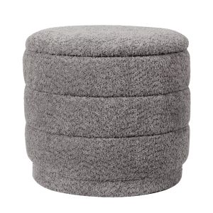 Storage stool Bettia teddy bear, gray fabric, D41x38.5 cm