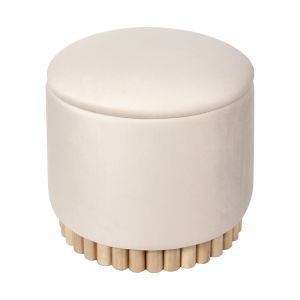 Stool with storage Terina cream velvet D46x42cm