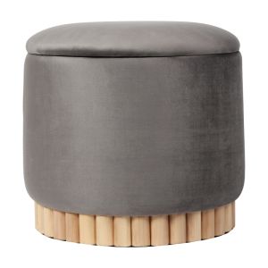 Terina storage stool, gray velvet, 46x42 cm