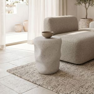 Stool-table Ardini Stone white matt MGO D39.5x49.5cm