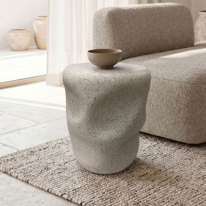 Stool-table Ardini Stone ecru matte MGO D39.5x49.5cm