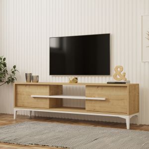 TV cabinet Eslem in natural white color 160x34.6x45cm