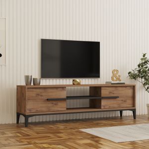 TV cabinet Eslem oak with anthracite color 160x34.6x45cm
